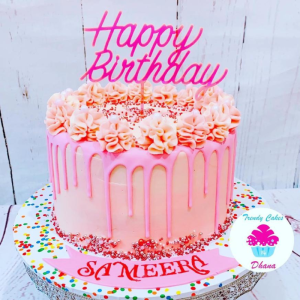 Frosted with Pink Buttercream and Chocolate Cake