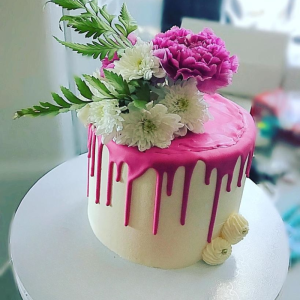 Fresh Floral Cake with Chocolate Drip ButterCream