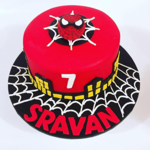 Spider Man Themed Fondant Cake with Edible Image Topper