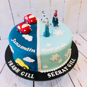 Half N Half Cars and Frozen Themed Cake