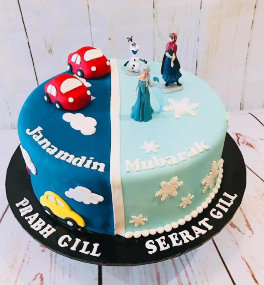 Half N Half Cars and Frozen Themed Cake